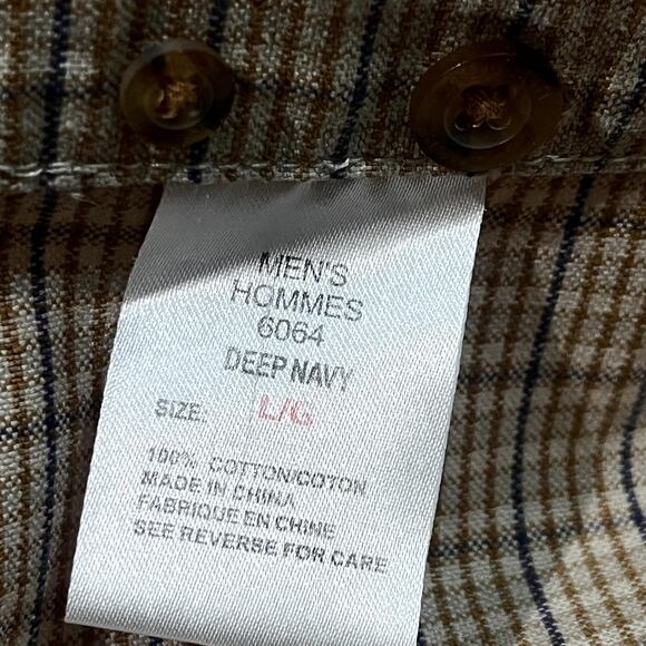 Woolrich Shirt Mens Large Deep Beige Plaid Button Front Long Sleeve Cotton - Picture 7 of 8